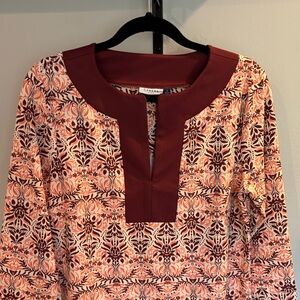 Cabana Burgundy and Cream Patterned Dress